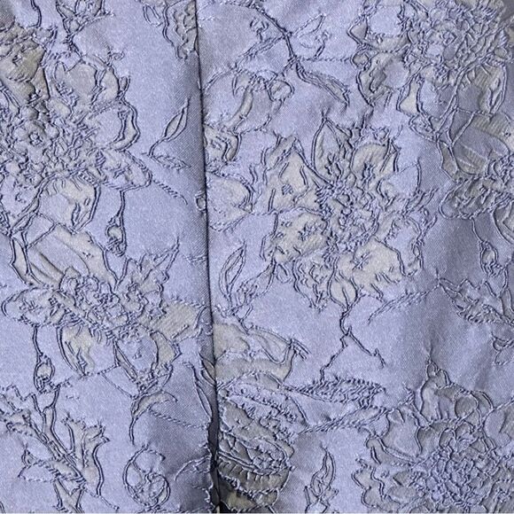 Kay Unger Pandora Blue Floral Jacquard Cropped One Shoulder Jumpsuit| Size 6 - Picture 10 of 11